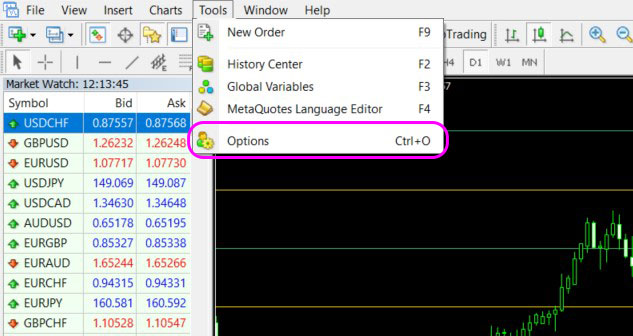 AnalysisForex MTExpert - Select Options Menu AnalysisForex MTExpert - Select Options Menu